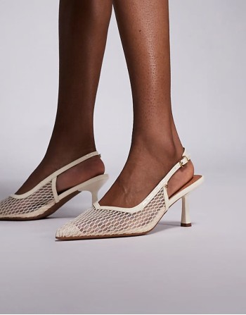 mesh court heels in cream