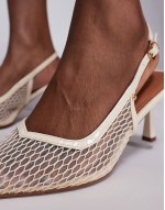 mesh court heels in cream
