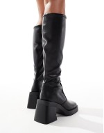 Charlotte heeled knee boots in black
