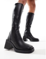 Charlotte heeled knee boots in black