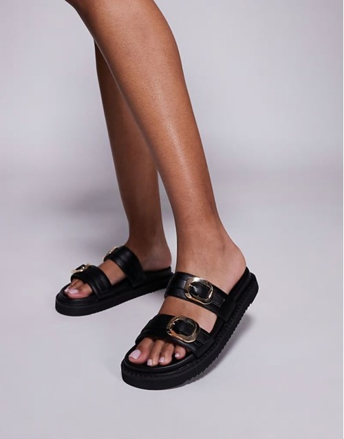 Lapis double strap sandal in black