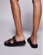 Lapis double strap sandal in black