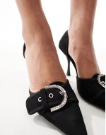 Elton two part pointed heels with embellsihed buckle detail in black