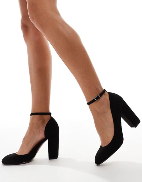Pebble high block heeled shoes in black