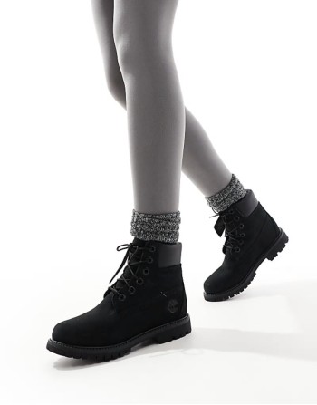 6 inch premium boots in black nubuck leather