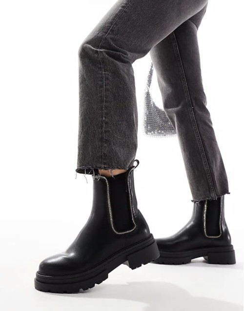 ankle boots with embellisment in black