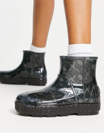 Drizlita Graphic Monogram wellie boots in black