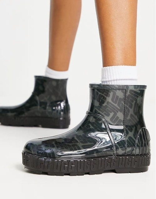 Drizlita Graphic Monogram wellie boots in black