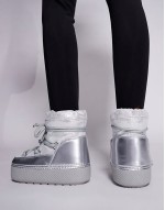 Lace Up Snow Boot in Silver