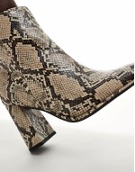 Maddie wide fit block heel ankle boots in snake
