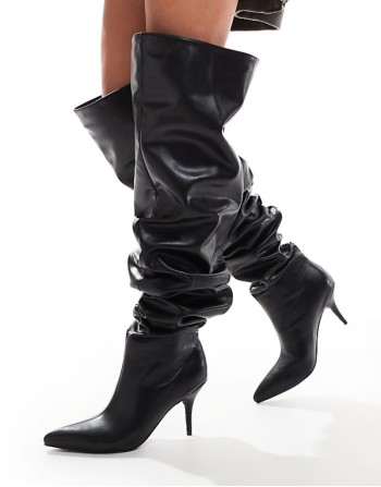 Seira ruched over the knee boots in black