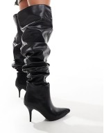 Seira ruched over the knee boots in black