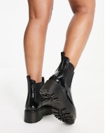 Wide Fit Gadget chunky chelsea rain boots in black
