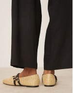 Landon double strap mary jane ballets in natural weave