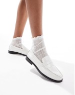 Lillian penny loafers in white crinkle leather