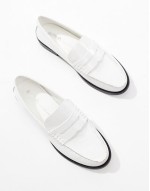 Lillian penny loafers in white crinkle leather