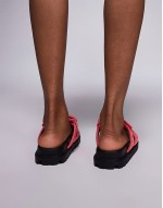 Simmi London Adelle strappy flat sandals in raffia coral