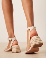 Hopefully block heeled mid sandals in clear and natural