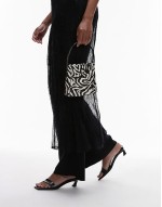 Inga square toe slip on mid heeled sandals in black