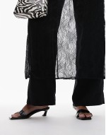 Inga square toe slip on mid heeled sandals in black