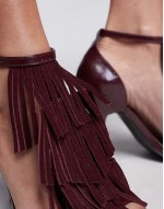 Night Shade premium leather tassel detail heeled sandals in burgundy