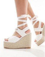 Solstice heeled espadrille with woven straps in white
