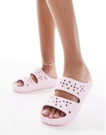 Classic floral cut out sandals in pink milk
