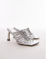 Fiori heeled sandals with multi strap detail in silver
