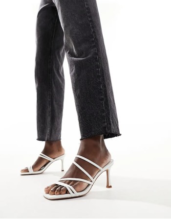 Loss Sale Hayes strappy mid sandal heeled mules in white